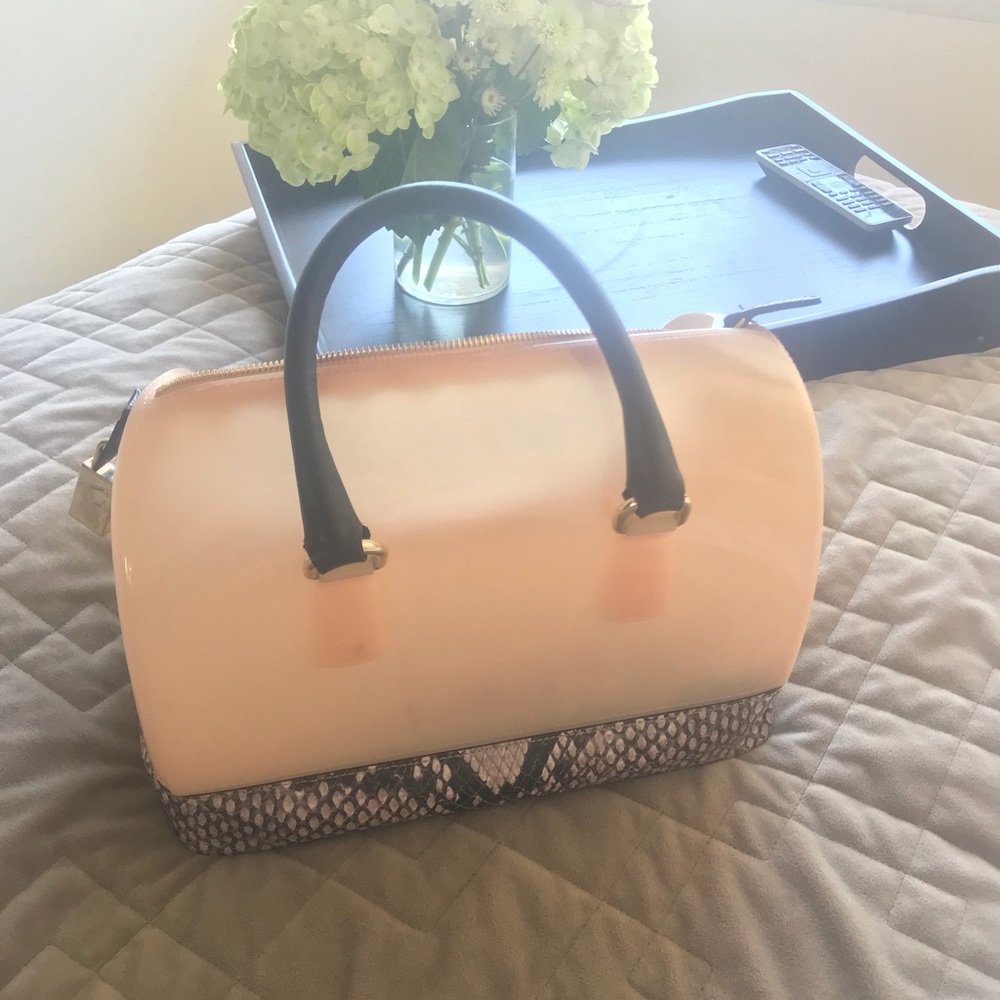 Furla candy bag snakeskin and leather accents